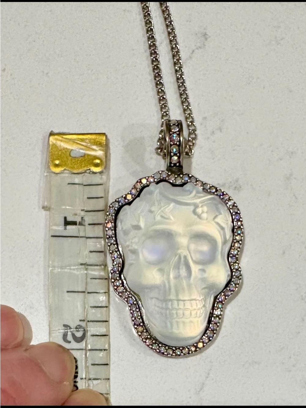 Kirk’s Folly Glass Dream Skull Crystal Pendant Necklace Celestial Moon Stars - Picture 10 of 13
